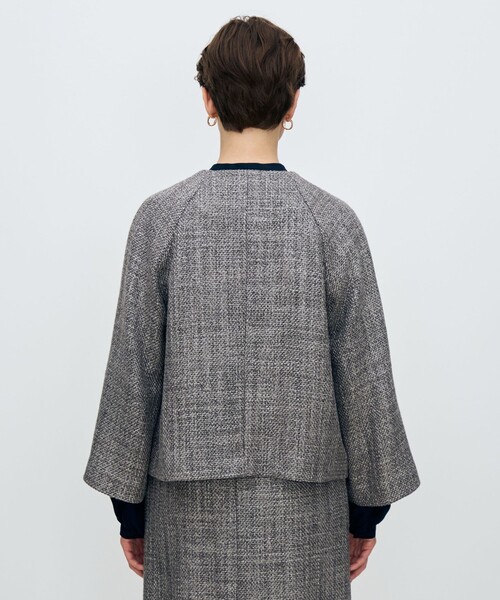 ロービングツイード Aラインジャケット（ノーカラージャケット