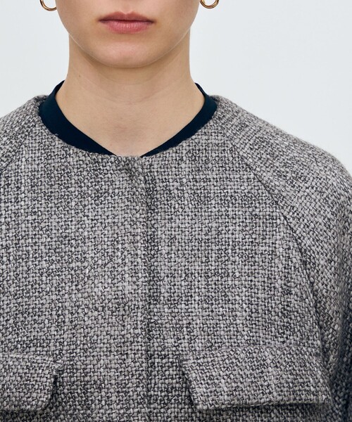 【ニジイロ】シビラ スタンドカラーAラインツイードジャケット スタンドカラーAラインツイードジャケット （セットアップ