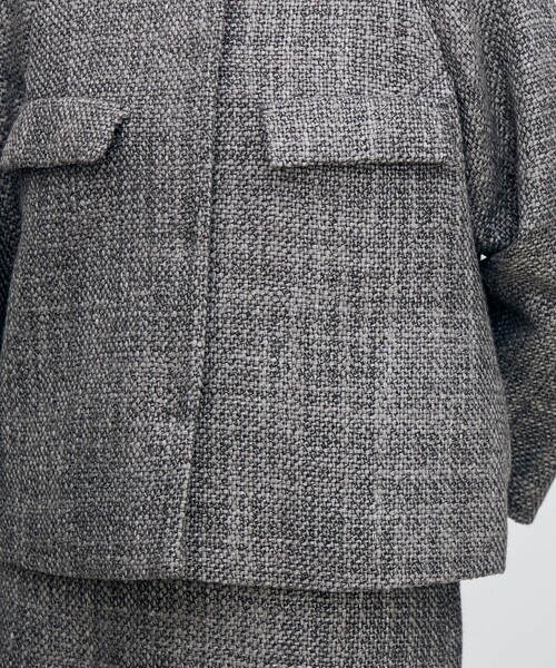 【ニジイロ】シビラ スタンドカラーAラインツイードジャケット スタンドカラーAラインツイードジャケット （セットアップ
