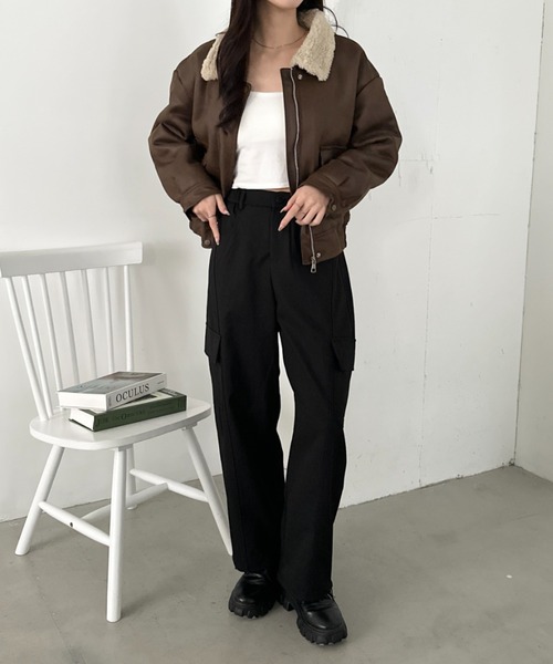 CLEA（クレア）の「ヴィンテージライクオーバーサイズPUブルゾン（ブルゾン・レディース・ブラウン/キャメル/ブラック・FREE）」の17枚目の写真