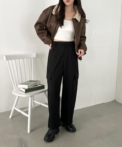 CLEA（クレア）の「ヴィンテージライクオーバーサイズPUブルゾン（ブルゾン・レディース・ブラウン/キャメル/ブラック・FREE）」の18枚目の写真