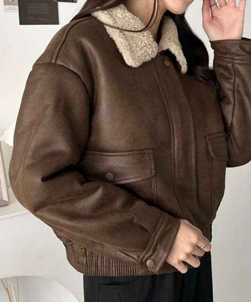 CLEA（クレア）の「ヴィンテージライクオーバーサイズPUブルゾン（ブルゾン・レディース・ブラウン/キャメル/ブラック・FREE）」の15枚目の写真