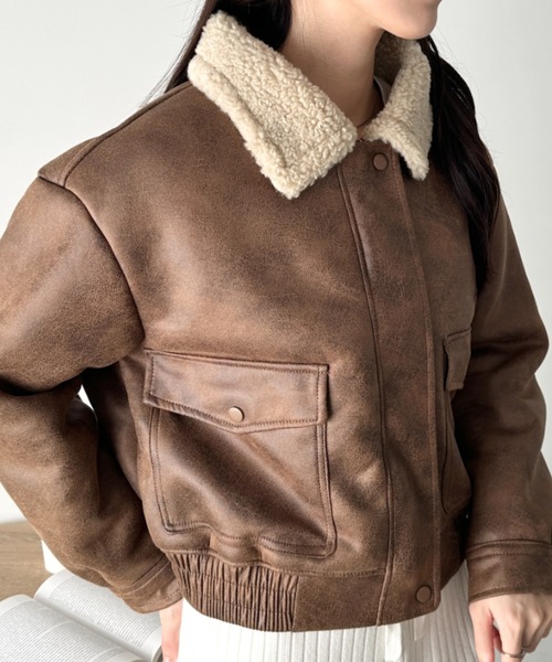 CLEA（クレア）の「ヴィンテージライクオーバーサイズPUブルゾン（ブルゾン・レディース・ブラウン/キャメル/ブラック・FREE）」の19枚目の写真