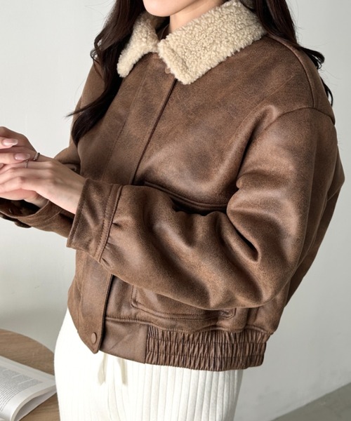 CLEA（クレア）の「ヴィンテージライクオーバーサイズPUブルゾン（ブルゾン・レディース・ブラウン/キャメル/ブラック・FREE）」の21枚目の写真