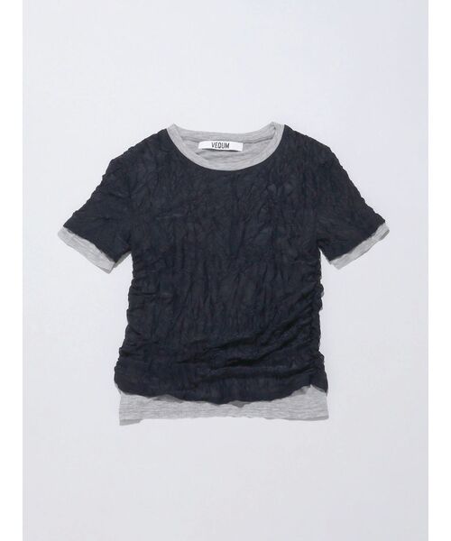 VEQUM（VEQUM）の「【VEQUM】WRINCLE LAYEREED TOPS（Tシャツ/カットソー・レディース・グレー/ブラック/ホワイト・FREE）」の3枚目の写真