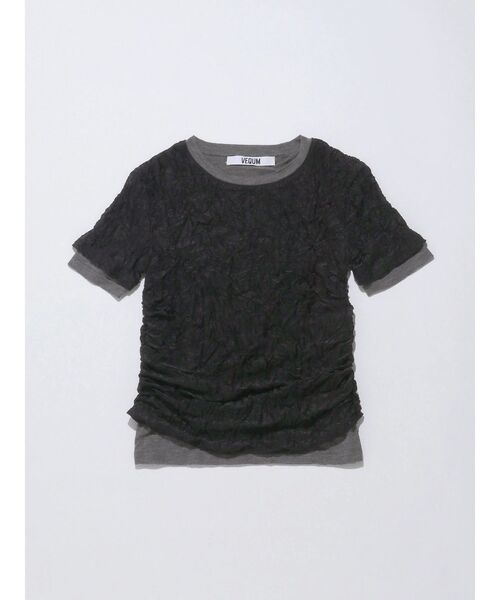 VEQUM（VEQUM）の「【VEQUM】WRINCLE LAYEREED TOPS（Tシャツ/カットソー・レディース・グレー/ブラック/ホワイト・FREE）」の2枚目の写真