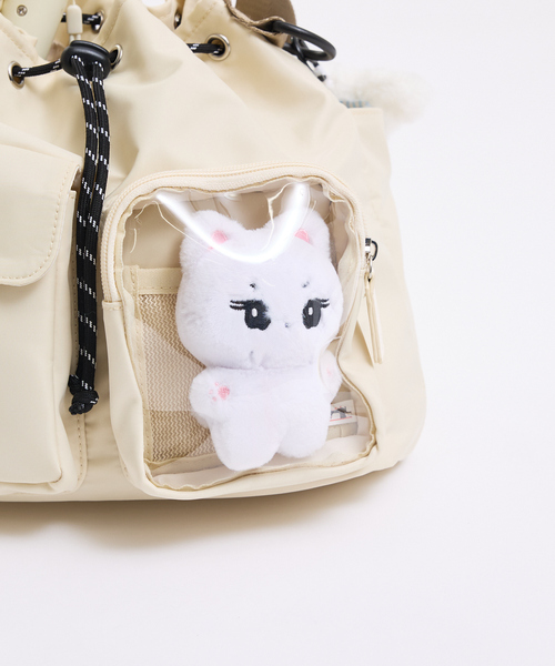 LOWELL things（ロウェル　シングス）の「【推し活/再入荷】オシゴト巾着ショルダーバッグ/2WAY（ショルダーバッグ・レディース・ブラック/アイボリー・フリー）」の12枚目の写真