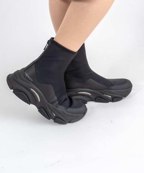 STEVE MADDEN（スティーブマデン）の「【STEVE MADDEN/スティーブマデン】バックジップスニーカーブーツ VROOMS-UA（スニーカー・レディース・ブラック/グレー・7/7.5/8/8.5/6.5）」の4枚目の写真