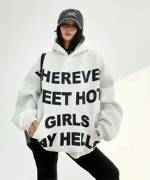 韓国ファッション WHEREVERフロントロゴフーディー