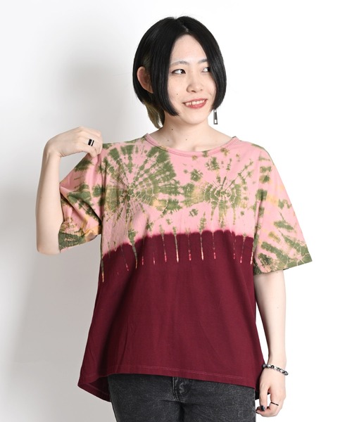 MARAI(マーライ)の「タイダイ染半袖Tシャツ(Tシャツ/カットソー・レディース・グリーン/レッド/ネイビー・FREE)」の3枚目の写真