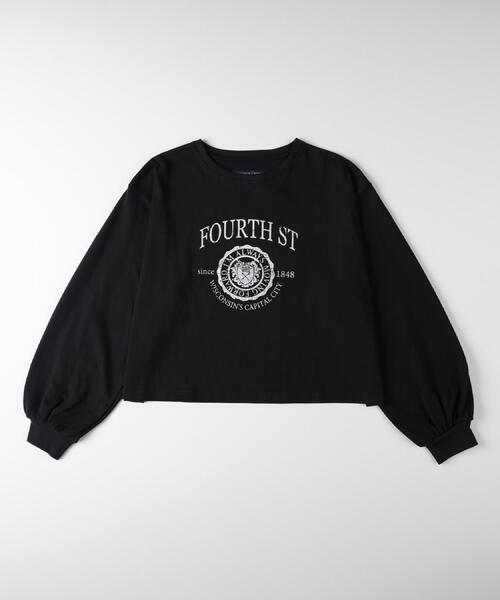 Right-on(ライトオン)の「HONEYSUCKLE ROSE(ハニーサックルローズ)【レディース】袖ボリュームロングスリーブTシャツ(Tシャツ/カットソー・レディース・ベージュ/ブラック/オフホワイト・S/M/L)」の5枚目の写真