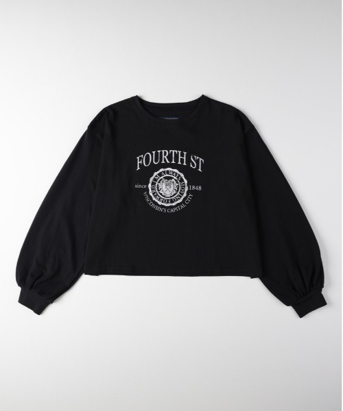 Right-on(ライトオン)の「HONEYSUCKLE ROSE(ハニーサックルローズ)【レディース】袖ボリュームロングスリーブTシャツ(Tシャツ/カットソー・レディース・ベージュ/ブラック/オフホワイト・S/M/L)」の1枚目の写真