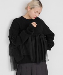 forksy.（フォルクシー）の「【forksy.】ビスチェ風チュールドッキングボトルネックニットトップス（ニット/セーター）」