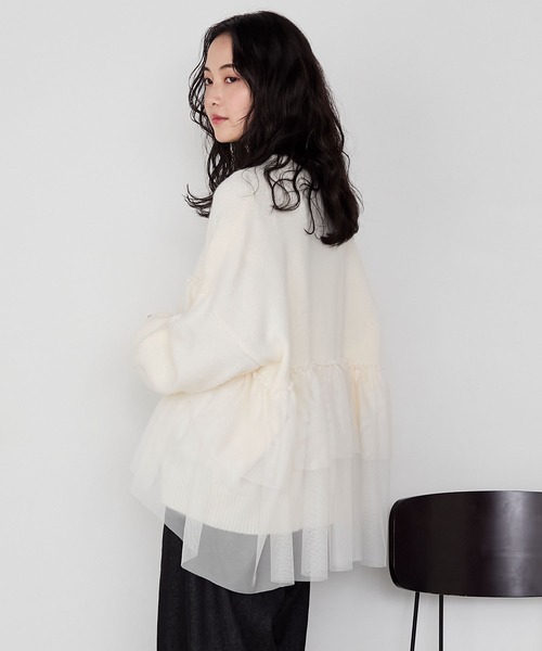 forksy.(フォルクシー)の「【forksy.】ビスチェ風チュールドッキングボトルネックニットトップス(ニット/セーター・レディース・ブラック/オフホワイト/ブラウン・FREE)」の20枚目の写真