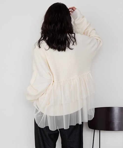forksy.(フォルクシー)の「【forksy.】ビスチェ風チュールドッキングボトルネックニットトップス(ニット/セーター・レディース・ブラック/オフホワイト/ブラウン・FREE)」の21枚目の写真