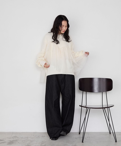 forksy.(フォルクシー)の「【forksy.】ビスチェ風チュールドッキングボトルネックニットトップス(ニット/セーター・レディース・ブラック/オフホワイト/ブラウン・FREE)」の22枚目の写真