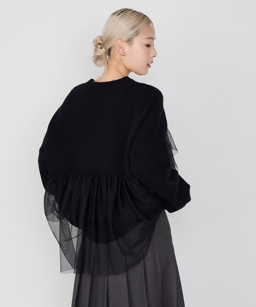 forksy.(フォルクシー)の「【forksy.】ビスチェ風チュールドッキングボトルネックニットトップス(ニット/セーター・レディース・ブラック/オフホワイト/ブラウン・FREE)」の10枚目の写真