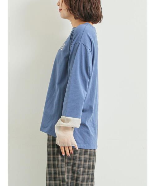 SM2（エスエムツー）の「袖口シアー切替ロゴプリントカットソー（Tシャツ/カットソー・レディース・オフホワイト/ブルー/チャコールグレー/オレンジ・F）」の17枚目の写真