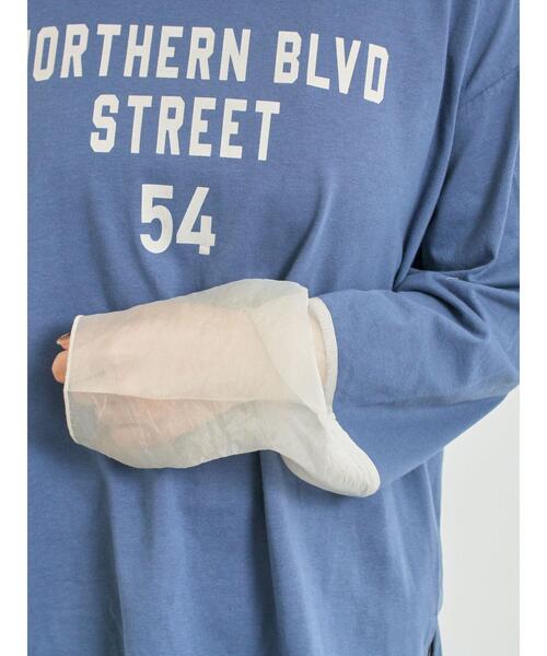 SM2（エスエムツー）の「袖口シアー切替ロゴプリントカットソー（Tシャツ/カットソー・レディース・オフホワイト/ブルー/チャコールグレー/オレンジ・F）」の21枚目の写真