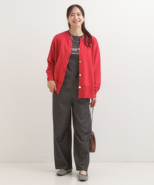 SHOO・LA・RUE(シューラルー)の「【洗濯機可/S-LL】キーネックですっきり見え サイドスリット入りカーディガン【CIRCRIC】(カーディガン/ボレロ・レディース・ピンク系/ライトグレー/グリーン・01/02/03/04)」の15枚目の写真