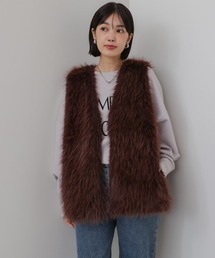 ハグオーワー＊ファーベスト＊ブラウン＊ショート丈＊新品タグ付き ハグオーワー＊ファーベスト＊ブラウン＊ショート丈＊新品タグ付き