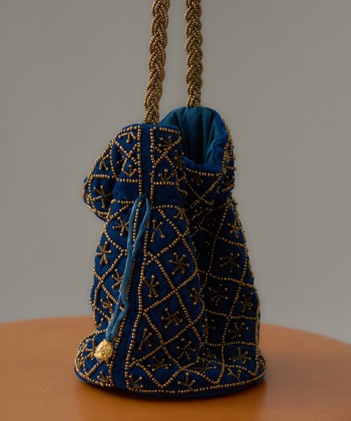 CIAOPANIC TYPY(チャオパニックティピー)の「【aguni】ベロアビーズ刺繍バッグ(ショルダーバッグ・レディース・オレンジ/ブルー・ONE SIZE)」の7枚目の写真