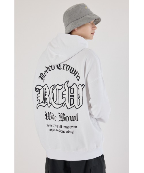 RODEO CROWNS WIDE BOWL（ロデオクラウンズワイドボウル）の「Blackletter フーディー（パーカー・メンズ・ブラック/ホワイト/杢グレー・MEDIUM/LARGE）」の2枚目の写真