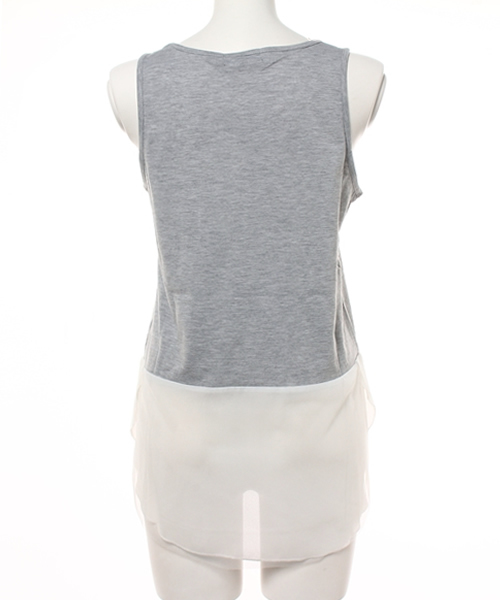 OUTLET（アウトレット）の「【Discoat Parisien】裾チュールタンク（タンクトップ・レディース・オフホワイト/杢グレー・LARGE/MEDIUM）」の6枚目の写真