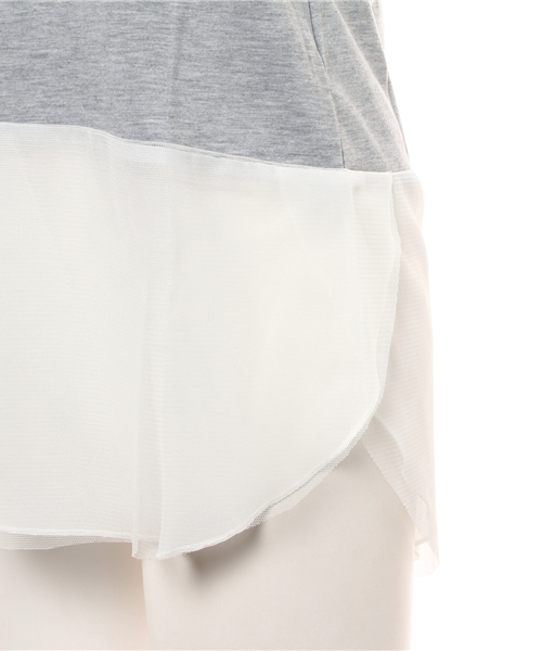 OUTLET（アウトレット）の「【Discoat Parisien】裾チュールタンク（タンクトップ・レディース・オフホワイト/杢グレー・LARGE/MEDIUM）」の4枚目の写真