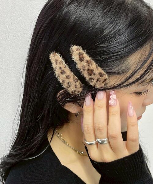 WEGO(ウィゴー)の「WEGO/【2点セット】レオパードシャギーヘアピン(ヘアピン・レディース・ダークグレー/ブラウン/ピンク・FREE)」の3枚目の写真