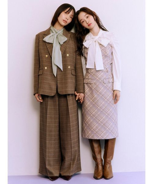 LILY BROWN(リリーブラウン)の「ダブルブレストウールジャケット(ブルゾン・レディース・グレー/ネイビー/チェック・F)」の7枚目の写真