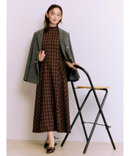 LILY BROWN(リリーブラウン)の「ダブルブレストウールジャケット(ブルゾン・レディース・グレー/ネイビー/チェック・F)」の9枚目の写真