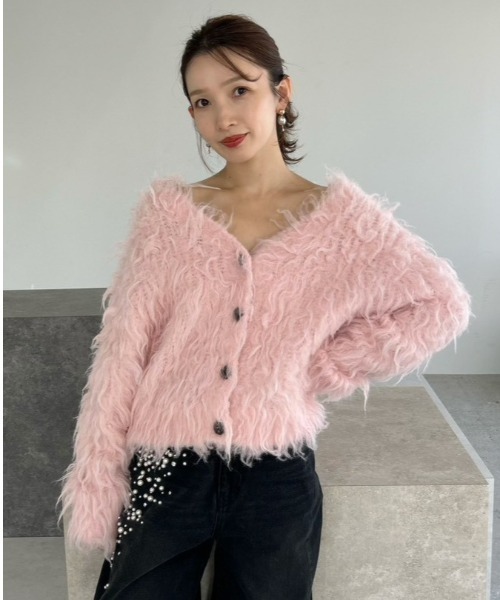 FRAY I.D（フレイアイディー）の「2wayブラッシュシャギーカーディガン