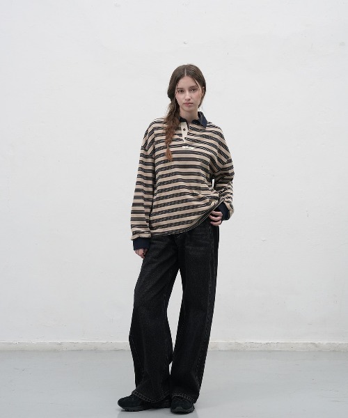 GENERAL IDEA（ジェネラルアイデア）の「【GENERAL IDEA】ヴィンテージボーダーラガーTシャツ / VINTAGE STRIPE RUGBY T-SHIRTS（Tシャツ/カットソー・レディース・グレー/ベージュ・S/M/L）」の9枚目の写真