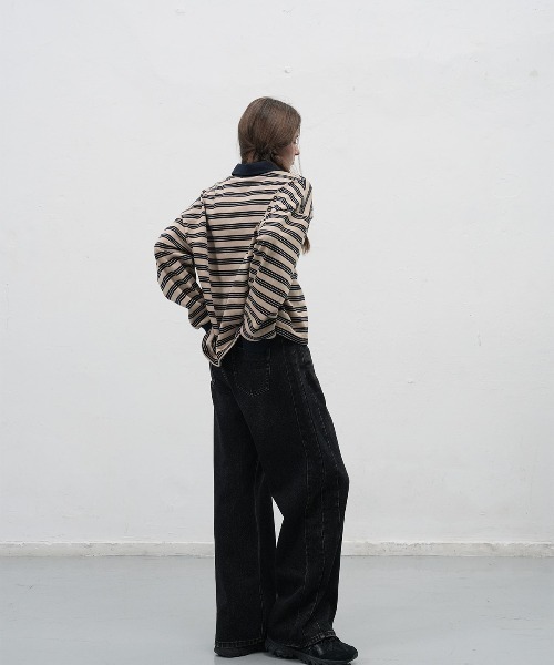 GENERAL IDEA（ジェネラルアイデア）の「【GENERAL IDEA】ヴィンテージボーダーラガーTシャツ / VINTAGE STRIPE RUGBY T-SHIRTS（Tシャツ/カットソー・レディース・グレー/ベージュ・S/M/L）」の11枚目の写真