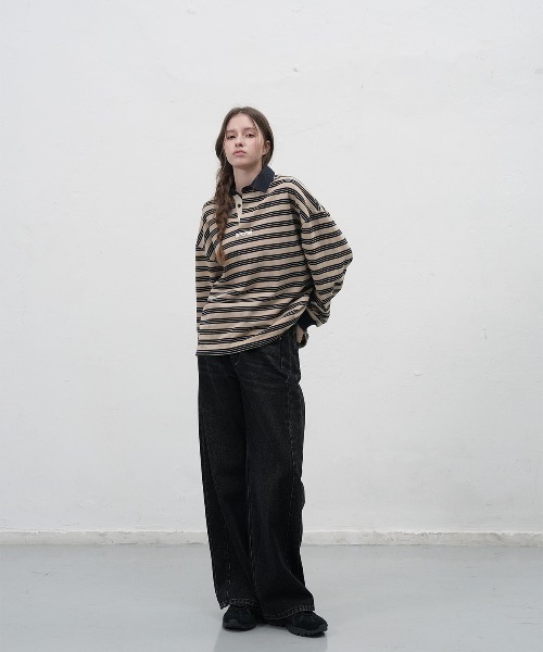 GENERAL IDEA（ジェネラルアイデア）の「【GENERAL IDEA】ヴィンテージボーダーラガーTシャツ / VINTAGE STRIPE RUGBY T-SHIRTS（Tシャツ/カットソー・レディース・グレー/ベージュ・S/M/L）」の10枚目の写真