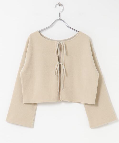 URBAN RESEARCH DOORS(アーバンリサーチドアーズ)の「ベロアリボンカットカーディガン(カーディガン/ボレロ・レディース・ナチュラル/ブラック・MEDIUM)」の4枚目の写真