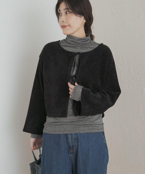 URBAN RESEARCH DOORS(アーバンリサーチドアーズ)の「ベロアリボンカットカーディガン(カーディガン/ボレロ・レディース・ナチュラル/ブラック・MEDIUM)」の8枚目の写真