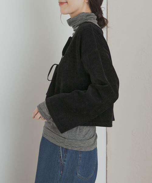 URBAN RESEARCH DOORS(アーバンリサーチドアーズ)の「ベロアリボンカットカーディガン(カーディガン/ボレロ・レディース・ナチュラル/ブラック・MEDIUM)」の9枚目の写真