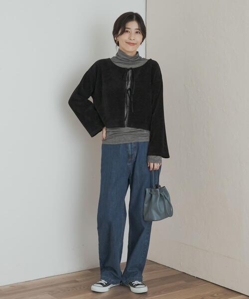 URBAN RESEARCH DOORS(アーバンリサーチドアーズ)の「ベロアリボンカットカーディガン(カーディガン/ボレロ・レディース・ナチュラル/ブラック・MEDIUM)」の12枚目の写真