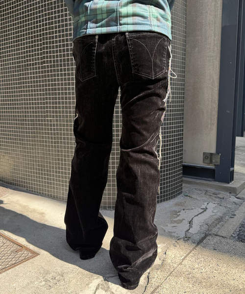 OPEN Yy（オープンワイワイ）の「【OPEN YY / オープンワイワイ】 Woven ARGYLE PATCHED BOOTSCUT PA YY254PT004（その他パンツ・レディース・ブラック・MEDIUM）」の5枚目の写真