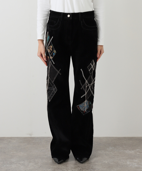 OPEN Yy（オープンワイワイ）の「【OPEN YY / オープンワイワイ】 Woven ARGYLE PATCHED BOOTSCUT PA YY254PT004（その他パンツ・レディース・ブラック・MEDIUM）」の9枚目の写真