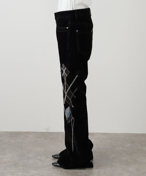 OPEN Yy（オープンワイワイ）の「【OPEN YY / オープンワイワイ】 Woven ARGYLE PATCHED BOOTSCUT PA YY254PT004（その他パンツ・レディース・ブラック・MEDIUM）」の10枚目の写真