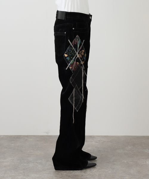 OPEN Yy（オープンワイワイ）の「【OPEN YY / オープンワイワイ】 Woven ARGYLE PATCHED BOOTSCUT PA YY254PT004（その他パンツ・レディース・ブラック・MEDIUM）」の12枚目の写真