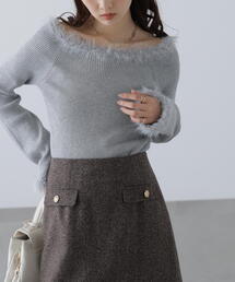 FREE'S MART | ◆フェザートリミングリブニット(ニット/セーター)