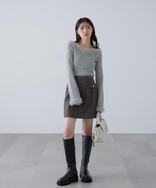 FREE'S MART(フリーズマート)の「◆フェザートリミングリブニット(ニット/セーター・レディース・ホワイト/ピンク/グレー・FREE)」の9枚目の写真