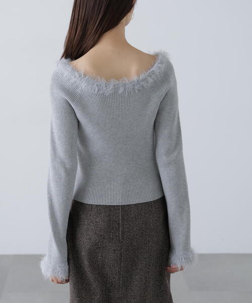 FREE'S MART(フリーズマート)の「◆フェザートリミングリブニット(ニット/セーター・レディース・ホワイト/ピンク/グレー・FREE)」の12枚目の写真