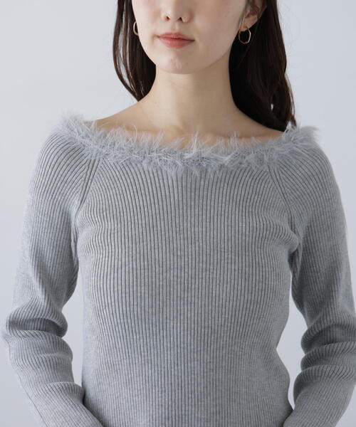 FREE'S MART(フリーズマート)の「◆フェザートリミングリブニット(ニット/セーター・レディース・ホワイト/ピンク/グレー・FREE)」の13枚目の写真