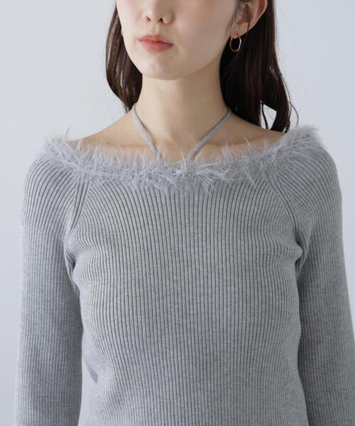 FREE'S MART(フリーズマート)の「◆フェザートリミングリブニット(ニット/セーター・レディース・ホワイト/ピンク/グレー・FREE)」の14枚目の写真