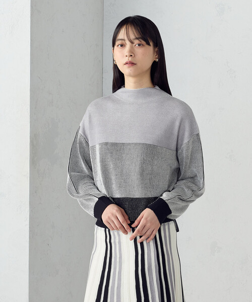 COMME CA ISM(コムサイズム)の「ストライプ柄ニット / セットアップ対応(ニット/セーター・レディース・ブルー系/グレー系・FREE)」の5枚目の写真